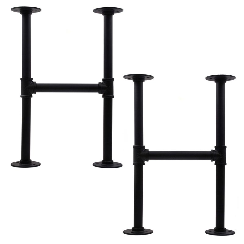 Itvexeme 28 Inch Industrial Pipe Table Leg Set  Iron Base Legs for Coffee Tables  Desks  NightstandVintage  Dark Grey Black Rough Pipes  2pcs - Image 1